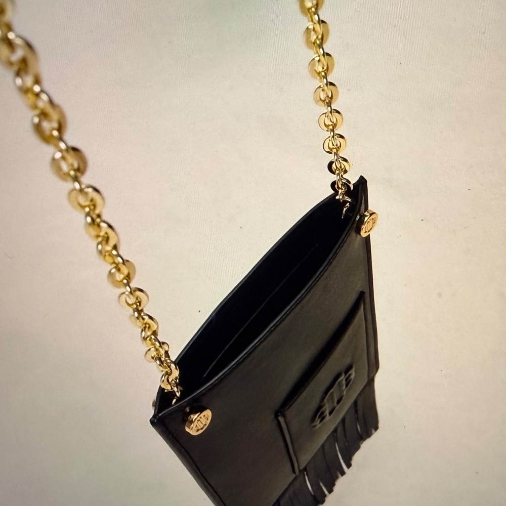 Maje Leather Fringe Phone Bag In Black - Picture 4 of 4